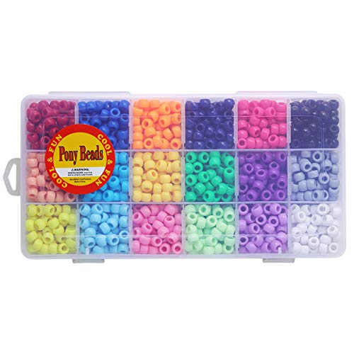 BALABEAD Giant Crayon Bead Box, Pony Beads with Smooth Surface Craft Assortment Colors (6x 9mm/18colors/1800 beads) - Image 5