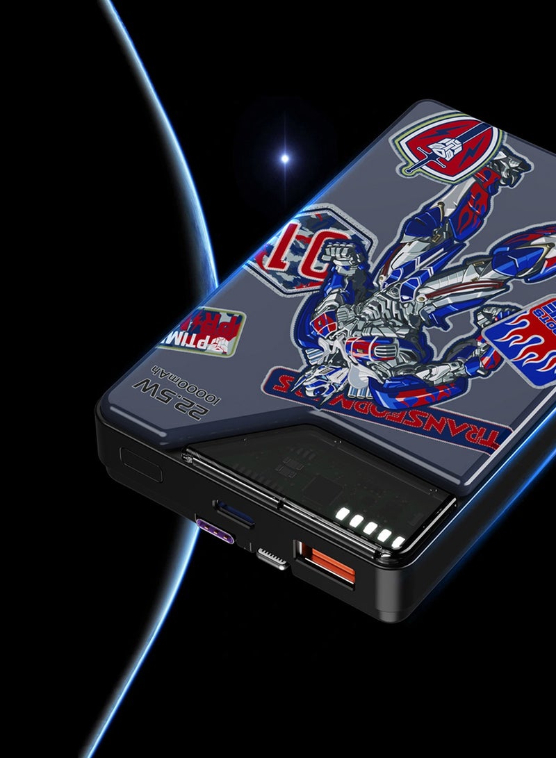 TRANSFORMERS TF-D10 Optimus Prime Power Bank 10000mAh, Fast Charging with Type-C & Lightning Cable Outputs, 22.5W Maximum Power for Multi-Device Charging - Grey - Image 4