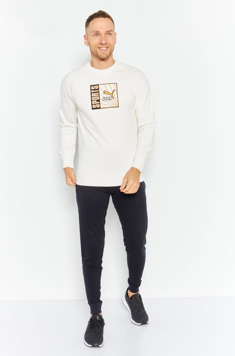 PUMA Men Sportswear Fit Long Sleeve Training Sweatshirt, Off White Combo - Image 2