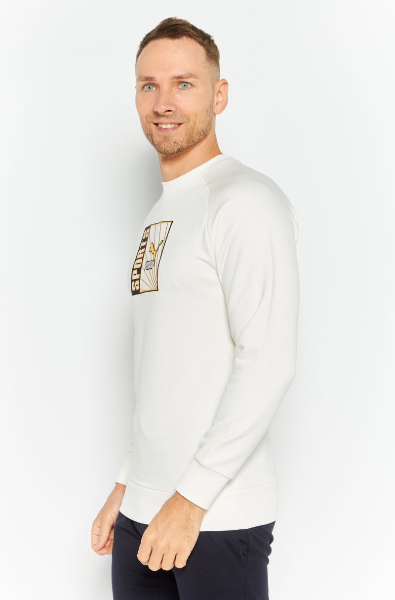 PUMA Men Sportswear Fit Long Sleeve Training Sweatshirt, Off White Combo - Image 3