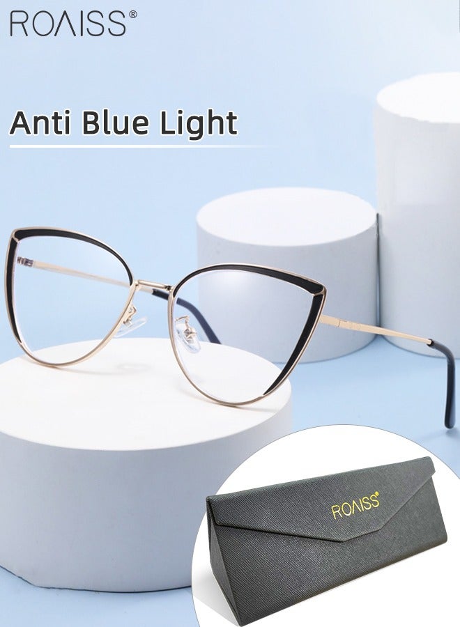 roaiss Women's Blue Light Blocking Glasses Blue Light Filter Computer Reading Gaming TV Phones Cat Eye Eyeglasses Fashion Anti Eyestrain Headache Eyewear Black Gold - Image 2