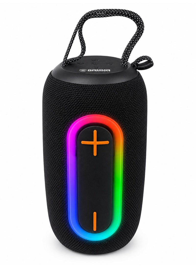 Gamma GT-714 Portable Wireless Speaker – Powerful Stereo Sound with  5W Speaker, Dynamic RGB Lighting Effects, Bluetooth Wireless Audio Streaming, USB, TF Card & Type-C Charging Support, Built-in 1200mAh Rechargeable Battery, Up to2-3 Hours Playtime, Durable ABS Construction, Convenient Carry Handle, Ideal for Home, Travel, Outdoor Parties & Everyday Entertainment – Black - Image 1