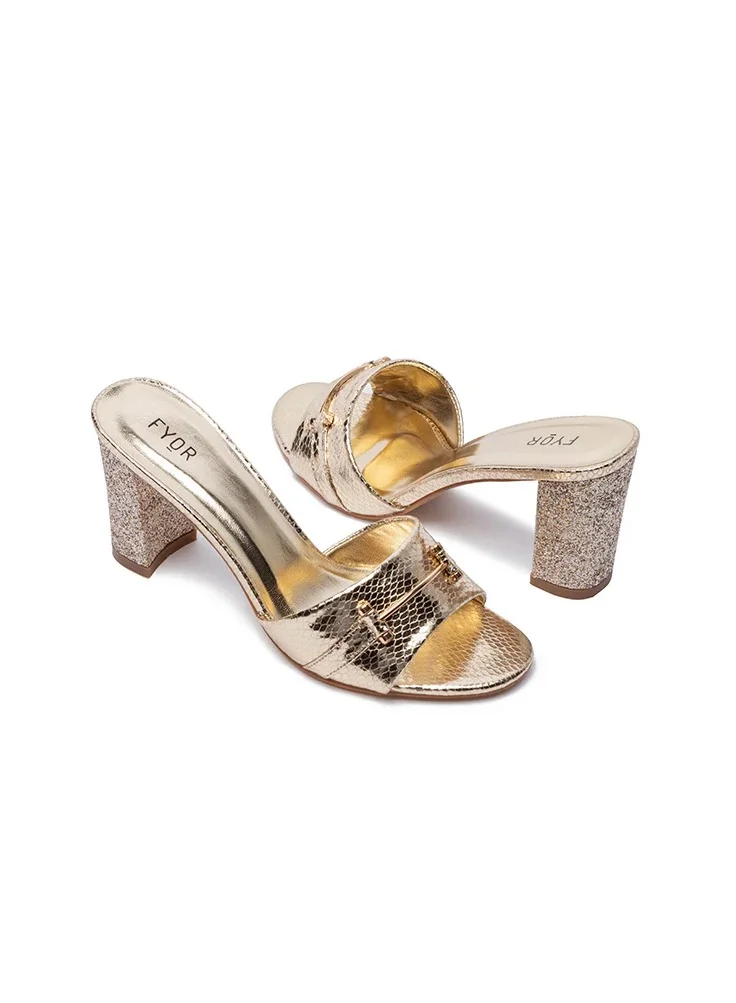 FYOR Multi Strap Mid Heel Sandals