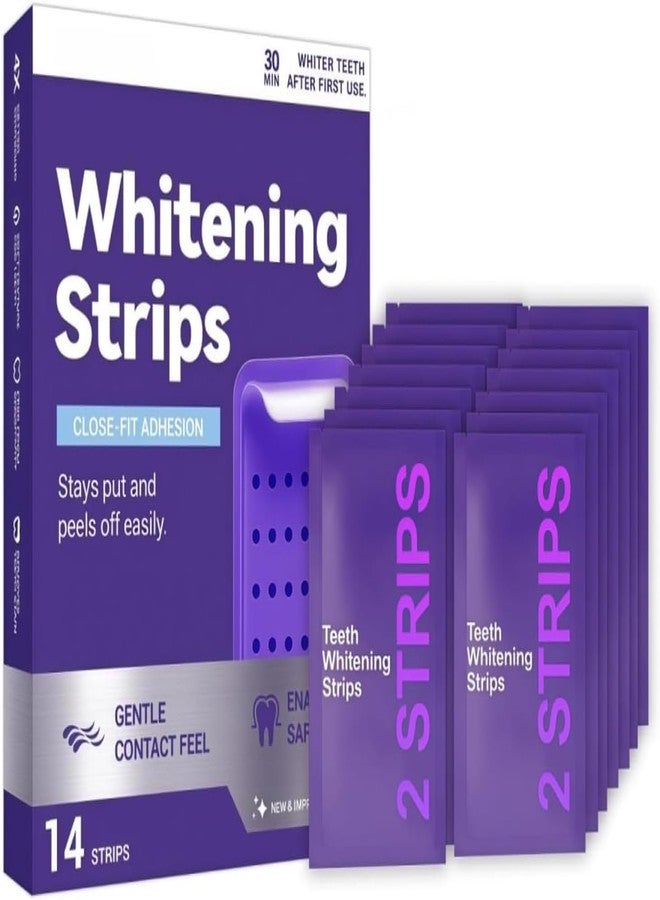 OSFRIAGE Purple Teeth Whitening Strips,Gentle Daily Stain Reduction & Natural Shine, Portable for Home or On-The-Go Use, 14 Strips - Image 1