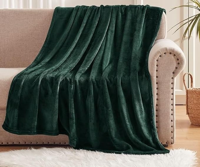 190 GSM Flannel Super Soft Warm Single Blanket for Winters - 60x90 Inches, Olive Green