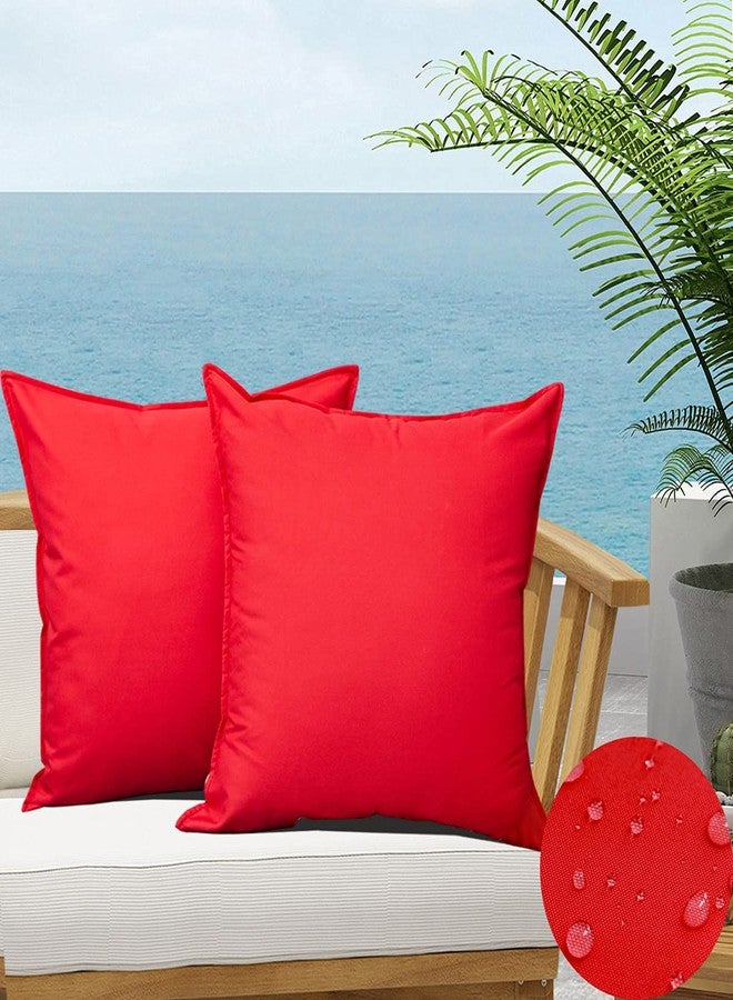 SOFJAGETQ Red Outdoor Pillow Covers, Waterproof Throw Pillow Covers 18x18 inches, Durable Vibrant Decorative Cushion Shem for Patio Funiture, Garden, Outdoor Sofa, Swing, 2PCs - Image 1