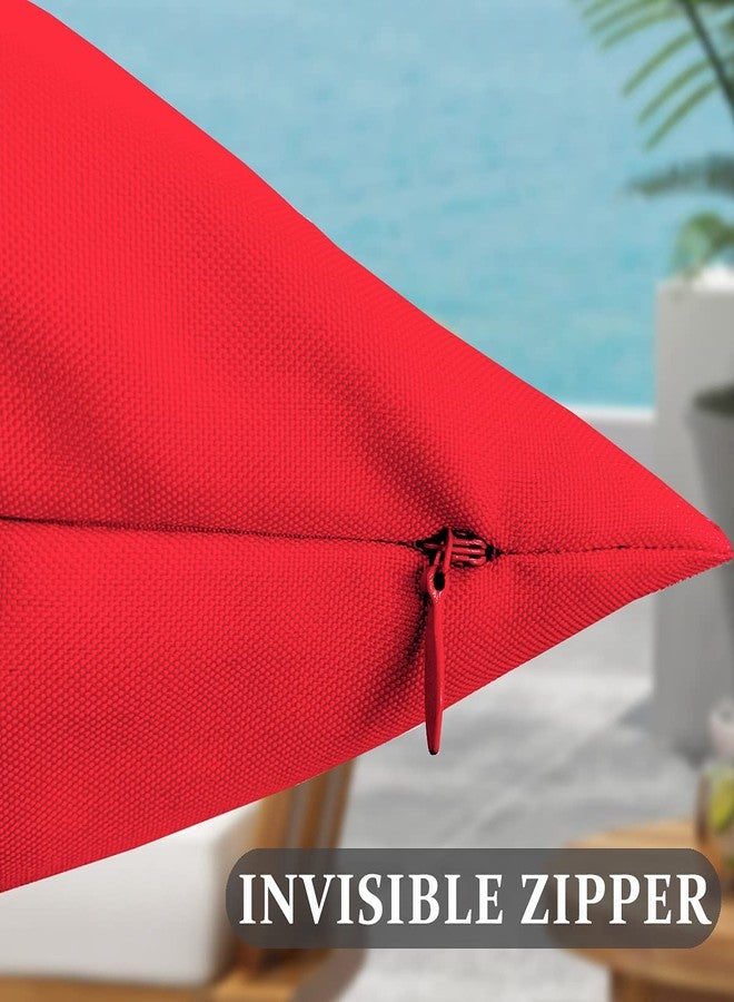SOFJAGETQ Red Outdoor Pillow Covers, Waterproof Throw Pillow Covers 18x18 inches, Durable Vibrant Decorative Cushion Shem for Patio Funiture, Garden, Outdoor Sofa, Swing, 2PCs - Image 5