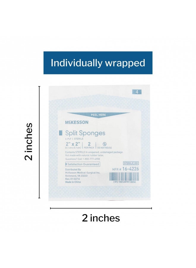 McKesson Split Sponges, Sterile, 100% Cotton, I.V. Drain Split Dressing, 2 in x 2 in, 2 Per Pack, 35 Packs, 70 Total