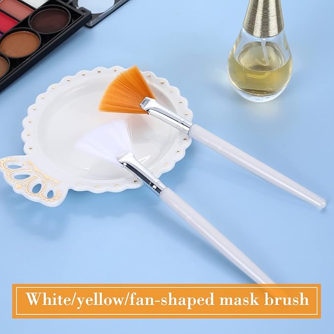 Sibba 14 Pcs Facial brushes Fan Brushes Acid Applicator Brush Makeup Brush with Clear Plastic Handle Cosmetic Applying tools for Mud Face Cream 14Pcs