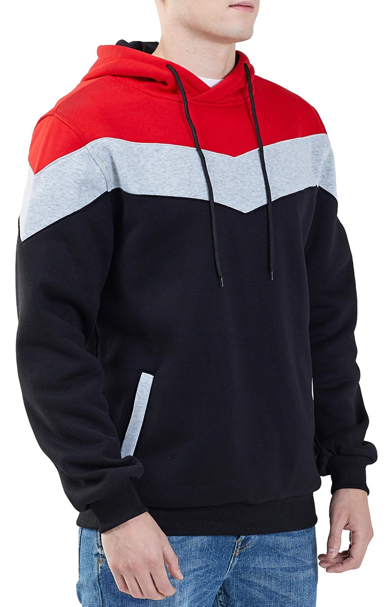 Mooncolour Mens Novelty Color Block Hoodies Cozy Sport Autumn Outwear 0163_black US Medium - Image 3