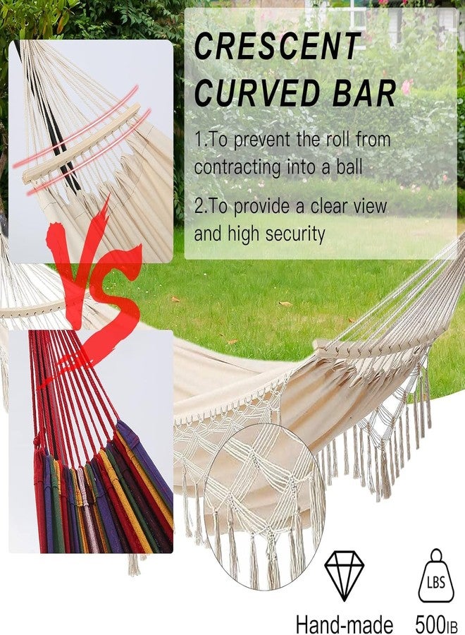 kartfury Boho Large Brazilian Fringed Macramé Double Hammock Swing Bed with Carry Bag for Patio Porch Bedroom Yard Beach Indoor Outdoor - Image 3