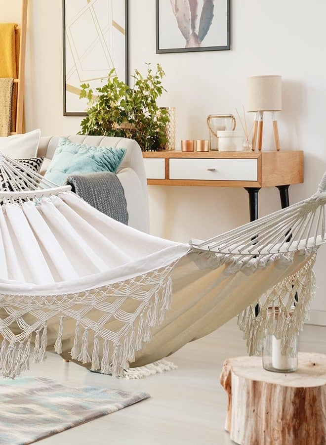 kartfury Boho Large Brazilian Fringed Macramé Double Hammock Swing Bed with Carry Bag for Patio Porch Bedroom Yard Beach Indoor Outdoor - Image 5