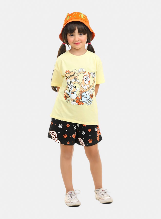 ريمينت طقم شورت صيفي للبنات اصفر فاتح - Image 3