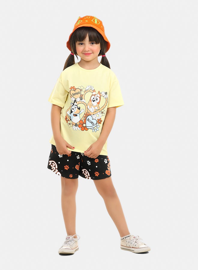 ريمينت طقم شورت صيفي للبنات اصفر فاتح - Image 2