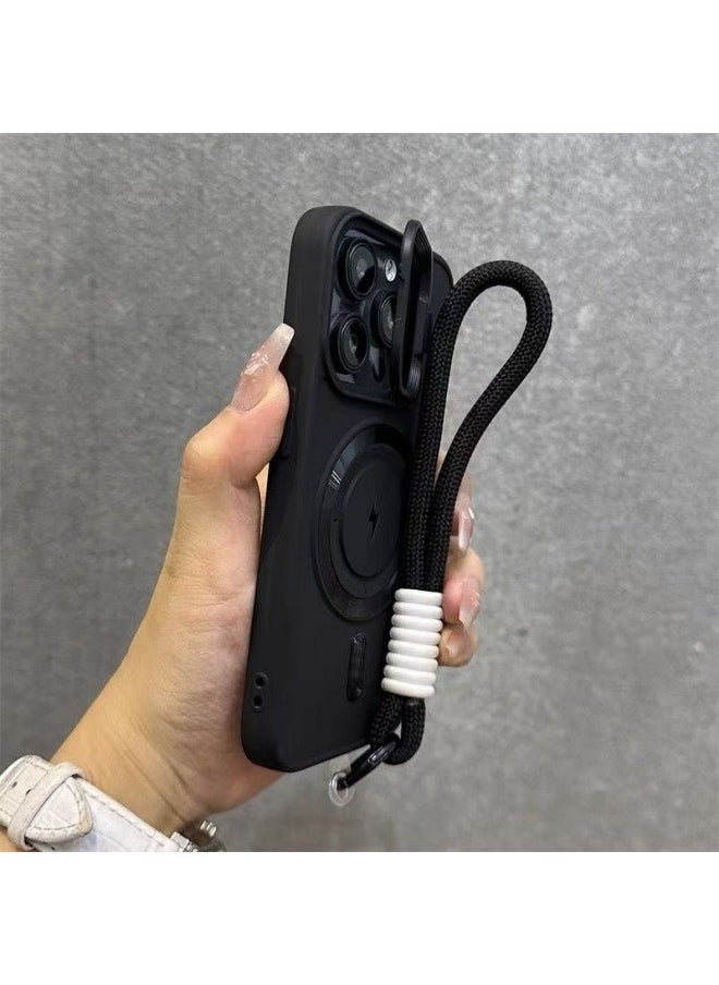 general iPhone 16ProMax/16Pro mobile phone case magnetic lanyard skin-sensitive silicone anti-fall mobile phone protective cover