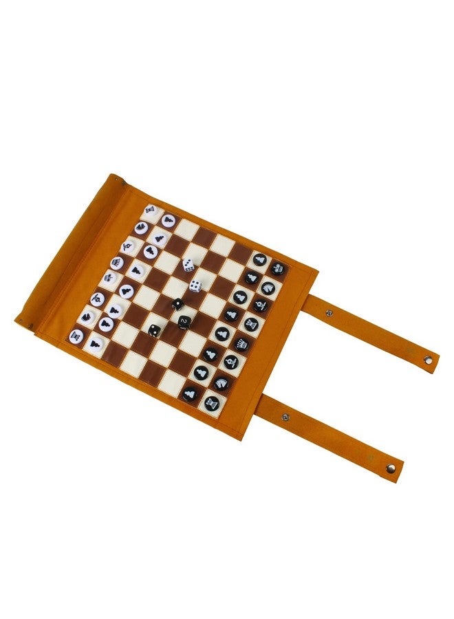 Andux Rollable Backgammon Board Game Microfiber Portable Chess Set PGSLQ-01 (3-in-1 Chess - Brown) - Image 4