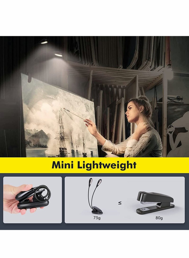 مصباح قراءة LED قابل لإعادة الشحن مع 9 مستويات سطوع، تصميم مشبك دافئ للعين، عنقين مرنين، محمول وخفيف الوزن لشـــراء، سرير، واستخدام أثناء السفر - Image 5