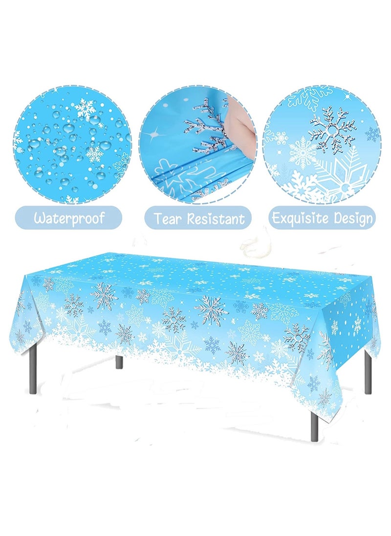 JOLLITY LLC Frozen Snowflake Winter Wonderland Disposable Party Tablecloth Snow Ice Freeze Theme Birthday Party Decorations Kids Favors Baby Shower Supplies 2 pcs  - Image 3