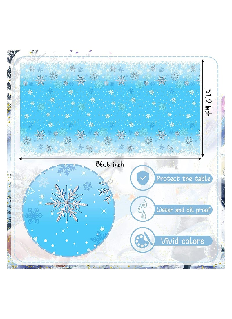 JOLLITY LLC Frozen Snowflake Winter Wonderland Disposable Party Tablecloth Snow Ice Freeze Theme Birthday Party Decorations Kids Favors Baby Shower Supplies 2 pcs  - Image 2