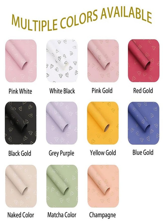 MLSG 20 Sheet Solid Color Heart Wrapping Paper - Waterproof Floral Bouquet Wrapping Paper, Florist Supplies Packaging Paper for Wedding Birthday Gift Wrap Paper (Black Gold) - Image 2