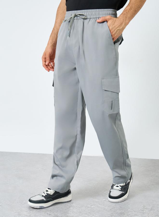 ستايلي بنطلون كارغو مستقيم منسوج - Image 1