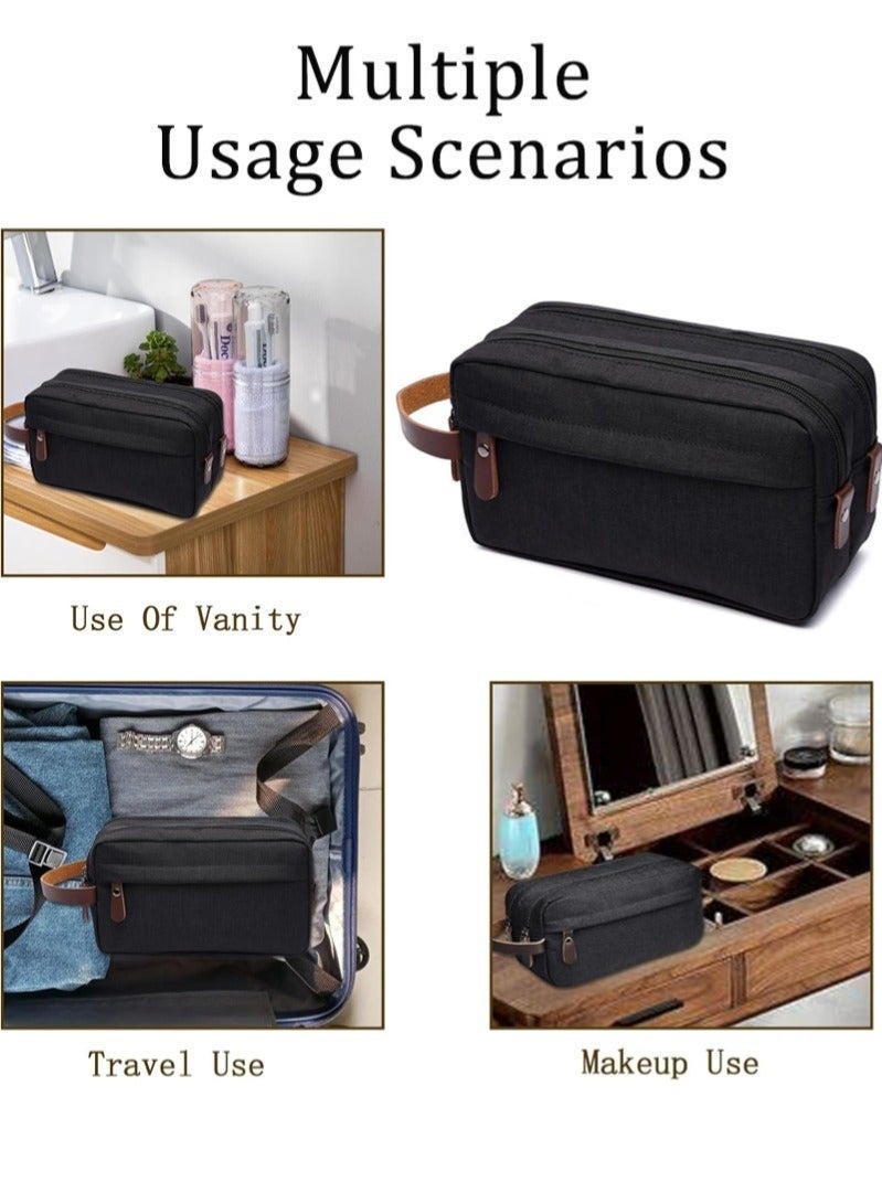 Toiletry Bag, Mini Travel Bag Two Compartments and Waterproof, Portable Storage Bag for Men and Women (Black) - Image 4