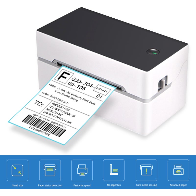Desktop Thermal Label Printer: 203DPI Resolution, Auto Feed Paper, No Ink Cartridge - High Speed 150mm/s Printing, Multi-Paper Compatibility for Warehouse, Supermarket, Retail Store, Office & Home - Image 2