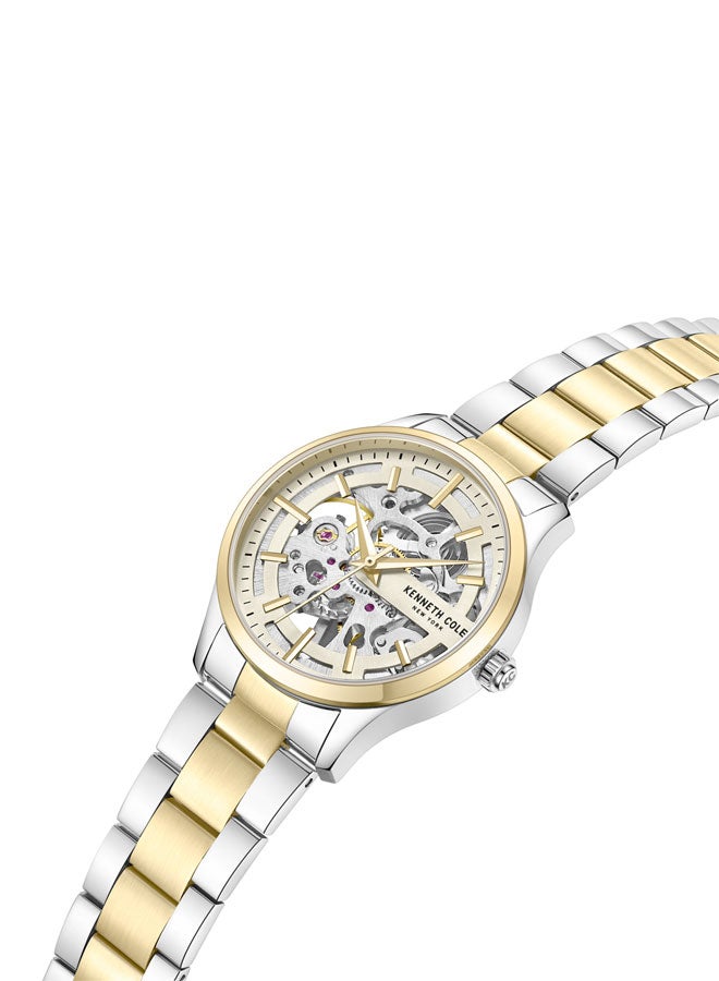 Kenneth Cole New York Kenneth Cole New York 34.5mm Automatic Women's Watch with Champagne Gold Dial & Silver-Yellow Gold Stainless Steel Bracelet - Image 2