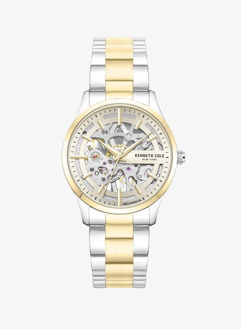 Kenneth Cole New York Kenneth Cole New York 34.5mm Automatic Women's Watch with Champagne Gold Dial & Silver-Yellow Gold Stainless Steel Bracelet