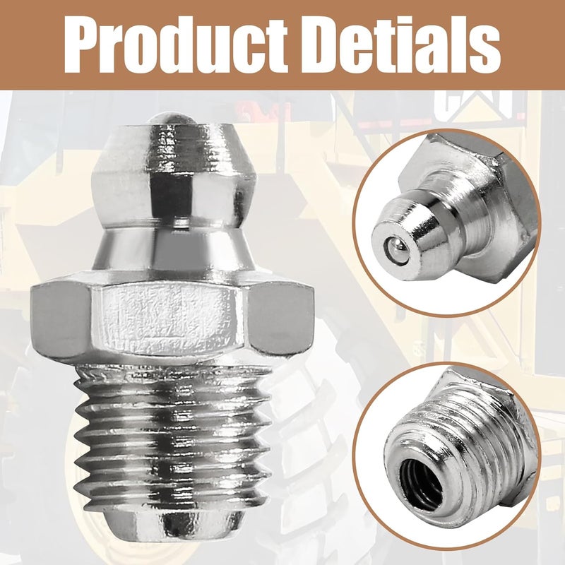 LDEXIN 25pcs 8mm x 1mm M8 Male Thread Straight Hydraulic Grease Fitting Assortment Kit Zerk Nipple Nozzle Fittings for Excavators - Image 4
