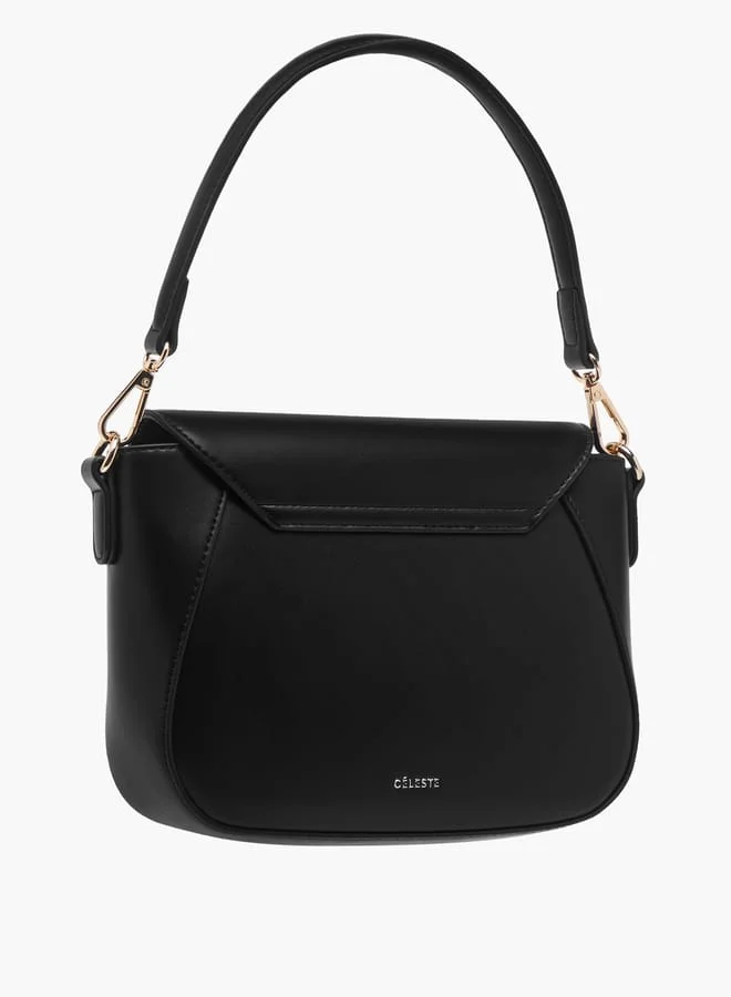 Celeste Women Solid Crossbody Bag with Button Closure and Adjustable Strap