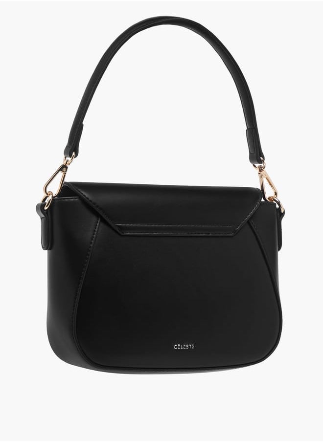 Celeste Women Solid Crossbody Bag with Button Closure and Adjustable Strap  - Image 3