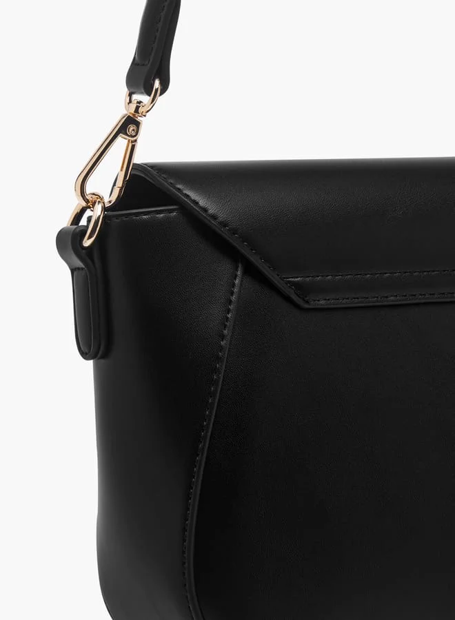 Celeste Women Solid Crossbody Bag with Button Closure and Adjustable Strap