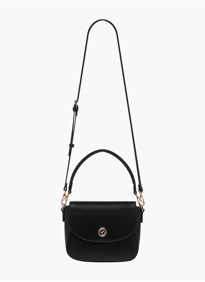 Celeste Women Solid Crossbody Bag with Button Closure and Adjustable Strap  - Image 2