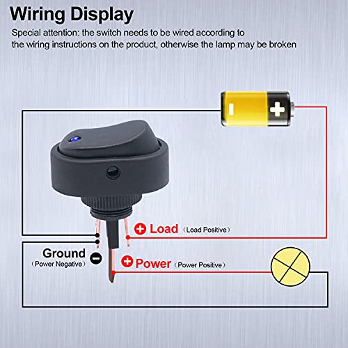 Twidec/5Pcs LED Lighted Rocker Switch Toggle 12V 30A SPST 3 Pin On-Off Blue Round Dot Switch for Car Boat Marine ASW-20D-BU - Image 5