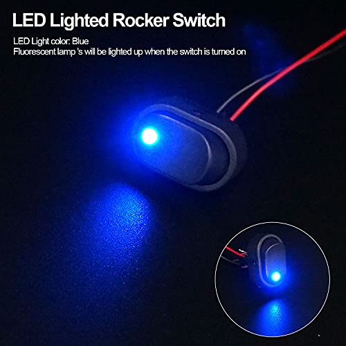 Twidec/5Pcs LED Lighted Rocker Switch Toggle 12V 30A SPST 3 Pin On-Off Blue Round Dot Switch for Car Boat Marine ASW-20D-BU - Image 4