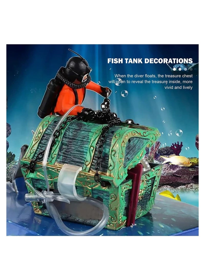 SYOSI Aquarium Decoration, Floating Diver Ornament Fish Tank Landscape Micro Aquatic Decor Nautical Fish Tank Decor Submarine Adventure Ornament Sea Treasure Decor for Home Fish Tank Arts Crafts Decorating  - Image 2