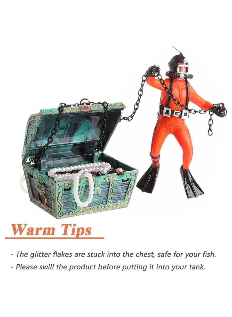 SYOSI Aquarium Decoration, Floating Diver Ornament Fish Tank Landscape Micro Aquatic Decor Nautical Fish Tank Decor Submarine Adventure Ornament Sea Treasure Decor for Home Fish Tank Arts Crafts Decorating  - Image 5