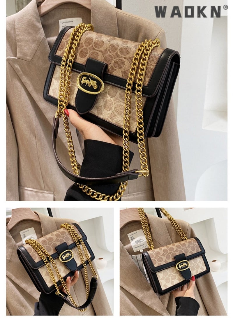 Women's Bag Trendy Chain Shoulder Bag High Quality Retro Small Wallet Ladies Leather Luxury Bag，with Gifts for Mom Wife and Bridal for Birthday Anniversary and Wedding