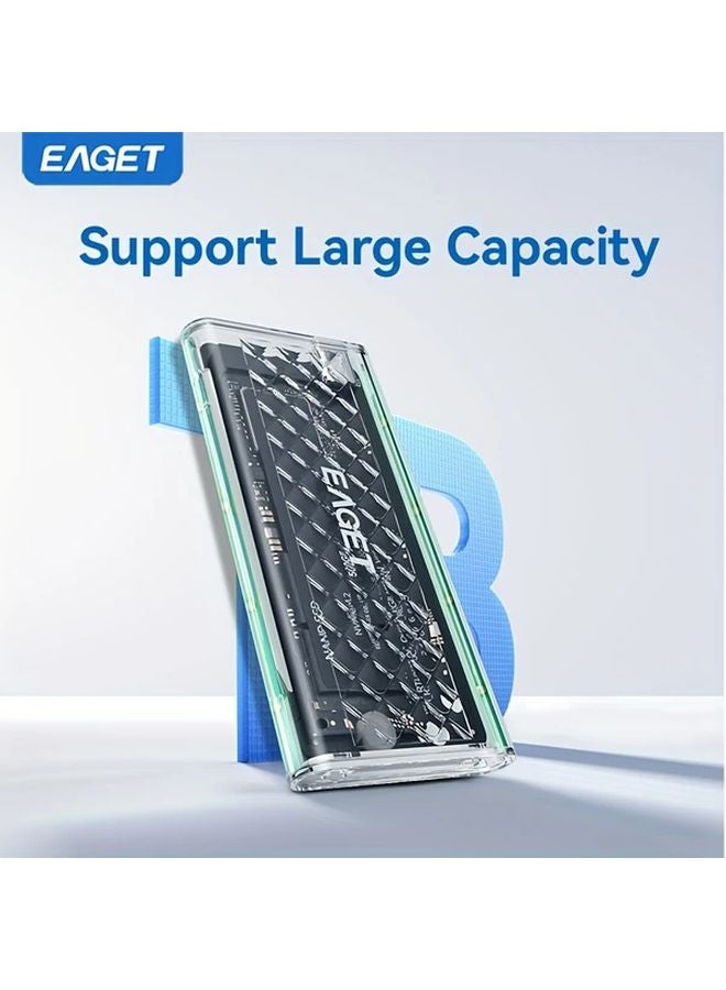 Eaget M2 NVMe SATA SSD Enclosure USB 3 2 Gen 1 External Transparent Tool Free RGB Light - Image 5