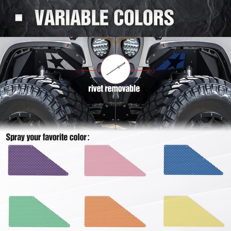Generic YZONA Front Inner Fender Liners Compatible with 2007-2018 Jeep Wrangler JK & JKU Unlimited Sport Sahara Rubicon, Black Steel Mud Guards Bolt-on Style Wheel Well Cover Fenders Flares (2/4 Doors) - Image 2