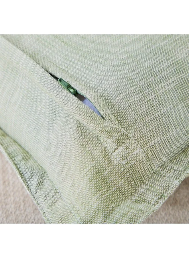 Home Box Green Artist Verde Chambray with Embroidered Edges Filled Cushion 50 x 50 cm