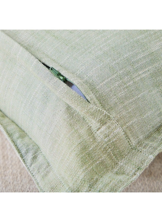 Home Box Green Artist Verde Chambray with Embroidered Edges Filled Cushion 50 x 50 cm  - Image 2