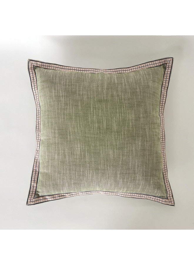 Home Box Green Artist Verde Chambray with Embroidered Edges Filled Cushion 50 x 50 cm  - Image 5