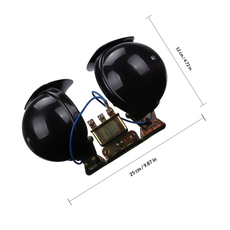 2Pcs 12V Black Large Spiral Dual Tone Super Loud Car Horn for Truck Motorcycle - Image 3