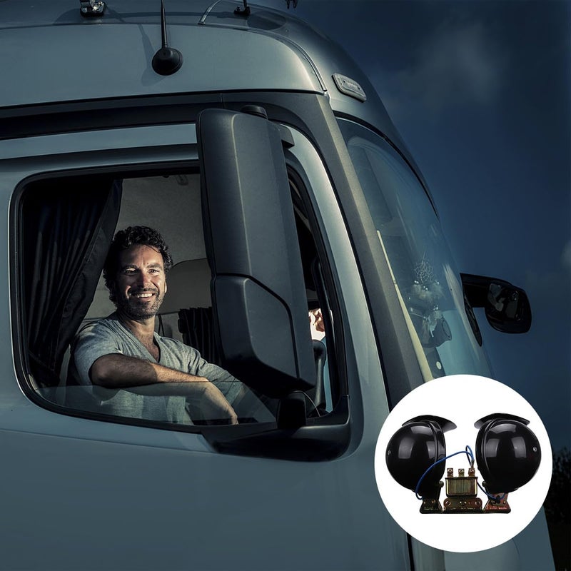 2Pcs 12V Black Large Spiral Dual Tone Super Loud Car Horn for Truck Motorcycle - Image 5
