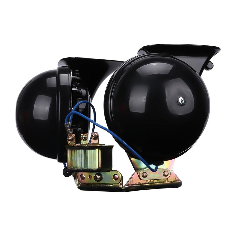 2Pcs 12V Black Large Spiral Dual Tone Super Loud Car Horn for Truck Motorcycle - Image 2