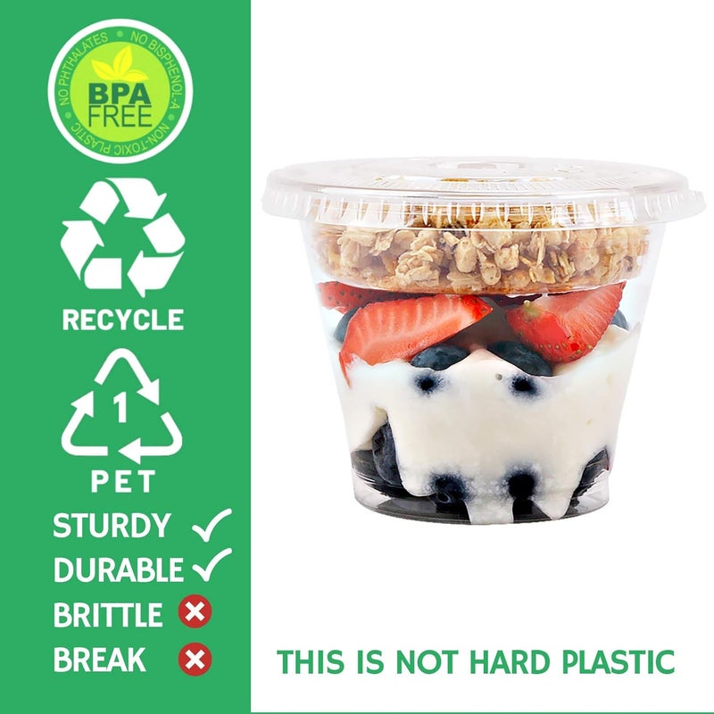 Aatriet 9 oz Clear Plastic Parfait Cups with Insert 3.25oz & Flat Lids No Hole - (20 Sets) Yogurt Fruit Parfait Cups for Kids, for Dips and Veggies, Take Away Breakfast and Snacks. No Leaking - Image 4