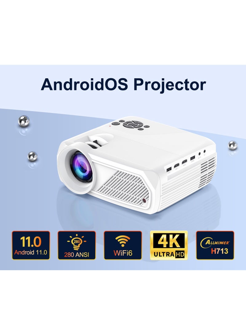 general Classic Projector H96Max 4K Full HD Resolution 1080P Portable Android11.0 WiFi6 BT5.4 Auto 4-Point Keystone Correction Low Noise Multiple Installation Methods: Flat, Tripod, Ceiling - Image 3