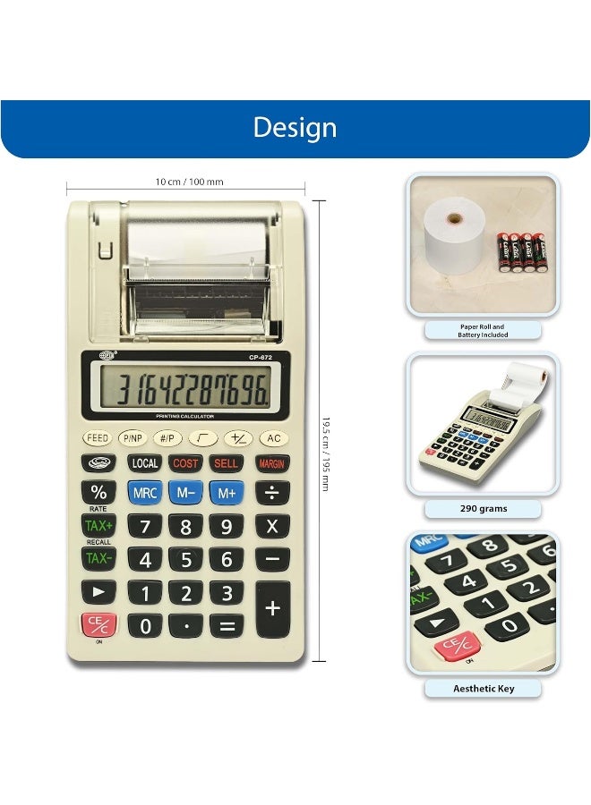 FIS Printing Calculator with 2 Colors Printing, 12 Digits, White White - Image 4